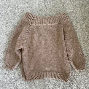 Cotton Emporium Off-the-Shoulder Tan Sweater